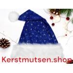 Kerstmuts blauw met glitters