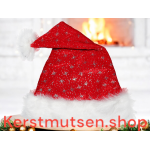 Kerstmuts rood met glitters